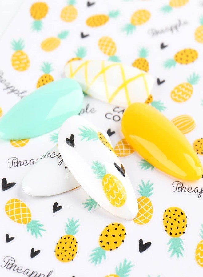 Macute Summer Nail Art Stickers 3D Fruit Self Adhesive Nail Stickers Nail Art Supplies Avocado Strawberry Cherry Pineapple Lemon Fruit Nail Decals 3D Small Fresh Nail Decorations Set for Women (6 Sheets) - Image 5