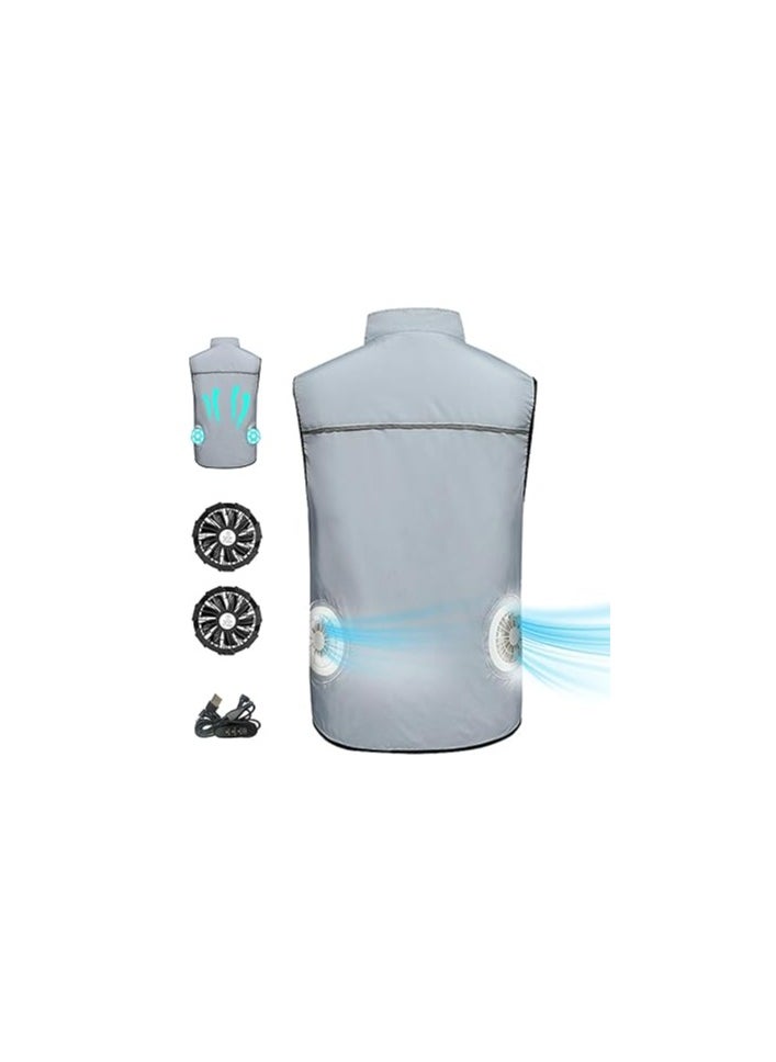 Cooling Vest with 2 USB Fans, 3-Speed Air Conditioning, Breathable and Sun-Protective Jacket for Outdoor Work and Sports (XL) - Ideal Fan Cooling Jacket for Comfort and Performance.  - Image 2