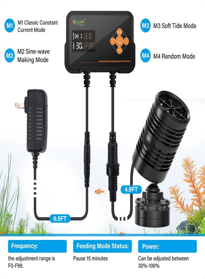 هايغر مضخة توليد الأمواج لحوض السمك من هيجر مع وحدة تحكم LED: رأس طاقة غاطس فائق الهدوء مع قاعدة مغناطيسية - مضخة تدوير المياه لأحواض المياه العذبة والمالحة - Image 2