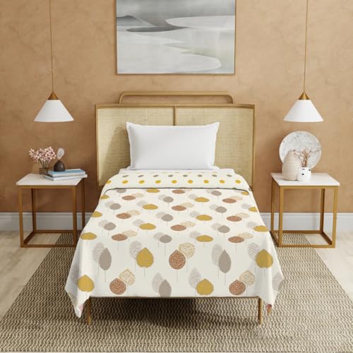 Urban Space 100% Cotton Malmal Single Bed Dohar, All Season Reversible Blanket, Soft, Lightweight and Breathable Ac Dohar/Quilt/Blanket/for Bed, Sofa AC Blanket (58 x 95 inch, Drops Mustard) - Image 1