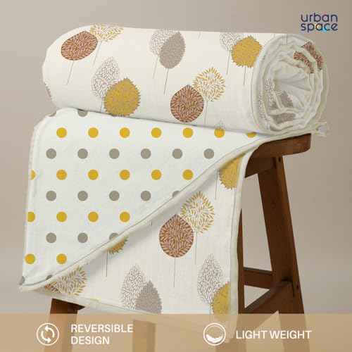 Urban Space 100% Cotton Malmal Single Bed Dohar, All Season Reversible Blanket, Soft, Lightweight and Breathable Ac Dohar/Quilt/Blanket/for Bed, Sofa AC Blanket (58 x 95 inch, Drops Mustard) - Image 3