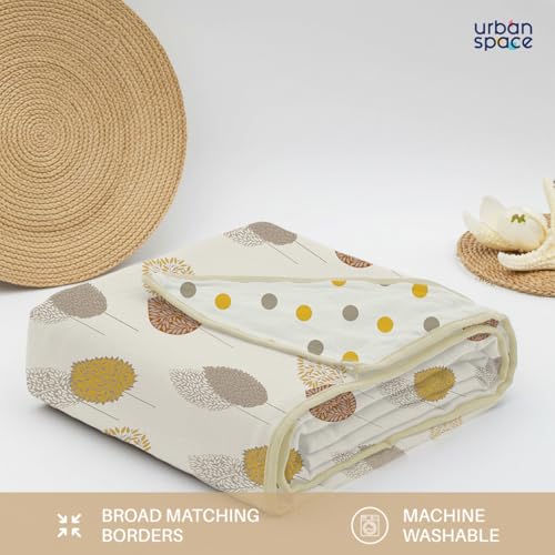 Urban Space 100% Cotton Malmal Single Bed Dohar, All Season Reversible Blanket, Soft, Lightweight and Breathable Ac Dohar/Quilt/Blanket/for Bed, Sofa AC Blanket (58 x 95 inch, Drops Mustard) - Image 5