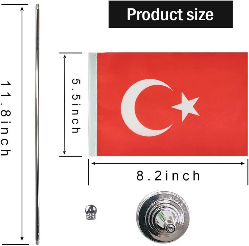 mflagperft Turkey Flag Turkish Flags, Small Mini Turkish Desk Flag, Used for Table Office Classroom Home Patriotic Events Decorations - Image 2