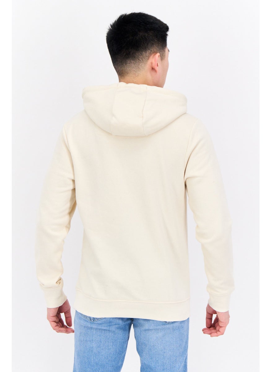Threadbare Men Hooded Plain Long Sleeves Hoodies, Ivory  - Image 3