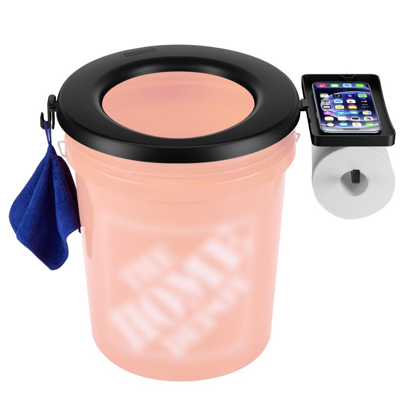 PAHTTO Bucket Toilet Seat, 5 Gallon Bucket Toilet Seat for Camping with TP Holder and Phone Shelf, Luggable Loo Portable Toilet for Adults, Snap-On Easy Setup for Outdoor, Emergency, Fishing, Boating, Travel - Image 1