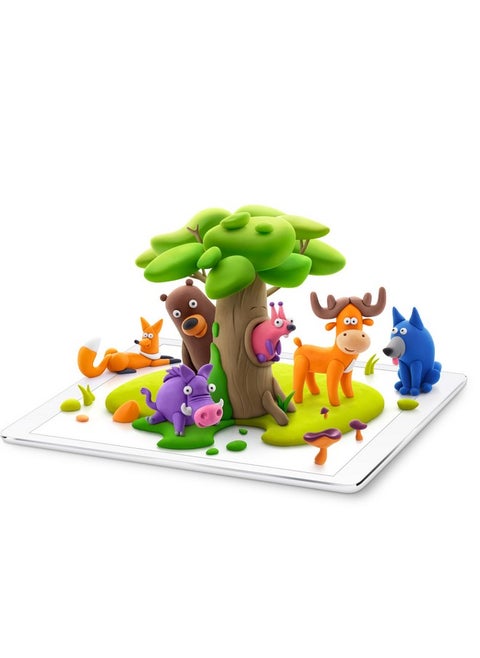 Fat Brain Toys Hey Clay Forest Animals, Air Dry Clay Kit with Interactive App for Kids & Tweens, Modeling Clay and Crafts Set