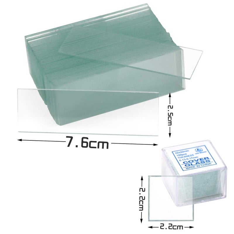 Twdrer 100PCS Clear Transparent Blank Microscope Slides and 100PCS Square Coverslips Cover Glass (22mm x 22mm) - Image 2