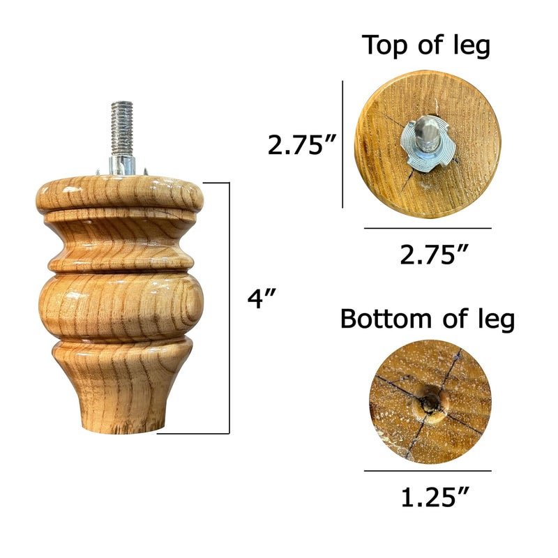 ASHOFY Handmade 6 Piece of White Cedar Wood Sofa Leg Cabinate Leg Chowki Leg Height 4 Inch Light Brown White Cedar Wood 1 - Image 2
