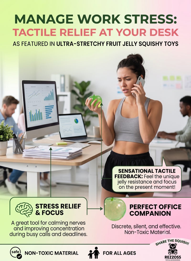 REZZOSS Apple Squishy 6cm Handmade Squeeze Toy – Non-Sticky Glutinous Stress Relief Fidget Ball for Adults & Kids | Translucent Gel Apple Squishy for Focus & Anxiety Relief | Best Unique Birthday Gift, Office Desk Accessory & Party Favor - Image 3