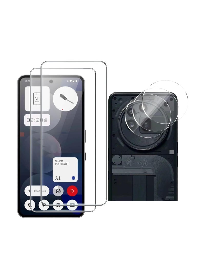 【2+3 Pack】 Screen Protector Compatible with Nothing Phone (3a) Pro 2025 Tempered Glass, Glass Camera Lens Protector, 9H Hardness HD Scratch Resistant - Image 1