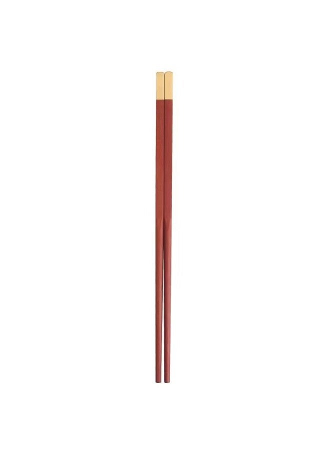 Redwood Chopsticks Household Metal Copper Top Fine Wooden Chopsticks Five-color Wood Red Sandalwood Chicken Wings Wooden Chopsticks Chinese-style Gift-Color:Copper Head Red Sandalwood Chopsticks-Specifications:25cm  - Image 1