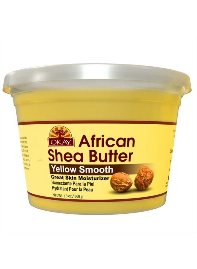 OKAY Smooth All Natural,100% Pure Unrefined Daily Skin Moisturizer For Skin & Hair Yellow, Shea Butter, 13 oz - Image 1