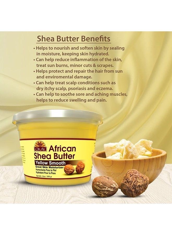 OKAY Smooth All Natural,100% Pure Unrefined Daily Skin Moisturizer For Skin & Hair Yellow, Shea Butter, 13 oz - Image 5