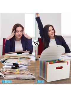Generic File Organizer, 24 Pockets Expanding File Folders, According File Organizer Portable Document Organizer with Blank Labels for Home Office (White)  - Image 5