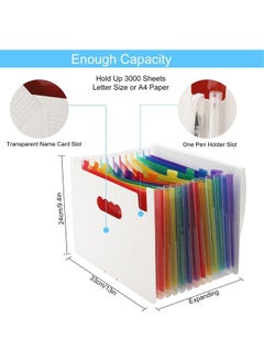 Generic File Organizer, 24 Pockets Expanding File Folders, According File Organizer Portable Document Organizer with Blank Labels for Home Office (White)  - Image 3