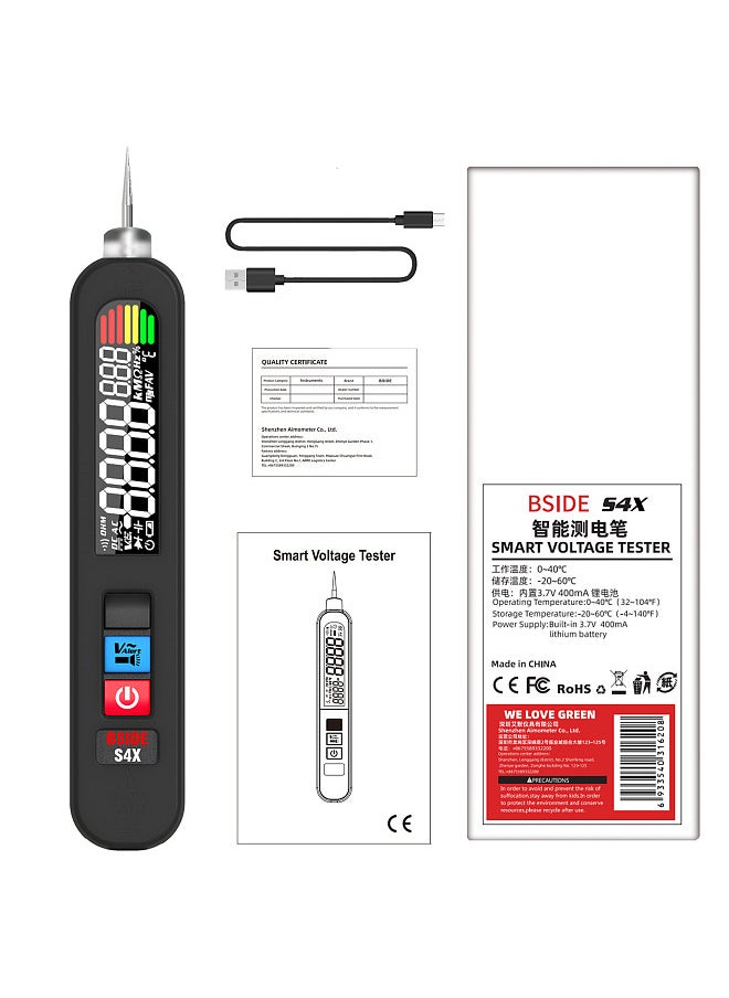S4X Digital 12-300V AC Voltage Tester Power Line Leakage Detector Electric Leakage Detect Pen EBTN Display Circuit Continuity Test Pen with NCV Voltage Sensing Live Wire Check Functions