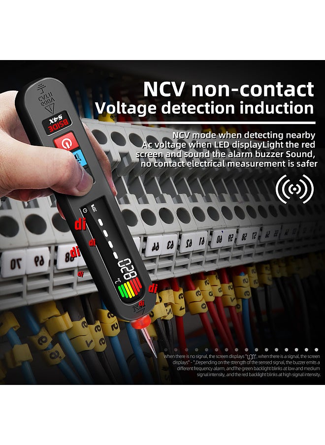 S4X Digital 12-300V AC Voltage Tester Power Line Leakage Detector Electric Leakage Detect Pen EBTN Display Circuit Continuity Test Pen with NCV Voltage Sensing Live Wire Check Functions