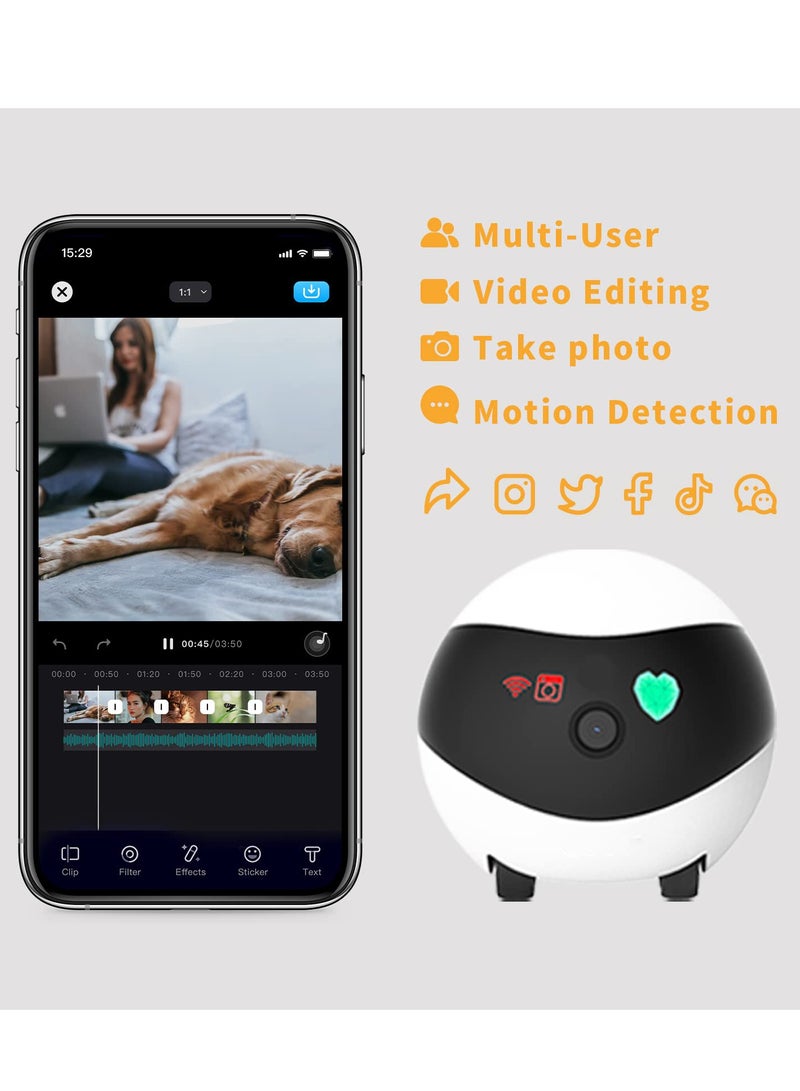 Generic Sure! Here’s a revised title for your product:"1080P Indoor WiFi Pet Camera with Night Vision, 2-Way Talk, Movable Design, Self-Charging, Ideal for Monitoring Pets, Babies, and the Elderly"  - Image 4