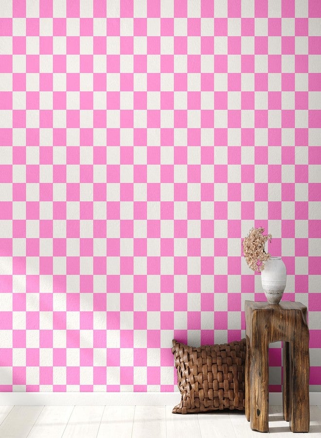 Drydiet ورق جدران Drydiet Retro Checkered Peel and Stick، ورق جدران عتيق قابل للإزالة من السبعينيات، ديكور رقعة الشطرنج لخزانة الحمام (وردي، 9.8 × 15.75 بوصة) - Image 5