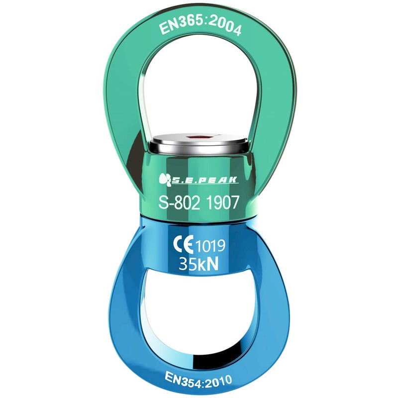 PROND جهاز دوران PROND Swing Swivel 35kN الأكثر أمانًا، دوار متأرجح، مشبك دوار، دوارات حبال التسلق للأطفال في إعداد أرجوحة الأشجار، الرقص الجوي، الأرجوحة المعلقة (أخضر أزرق) - Image 1