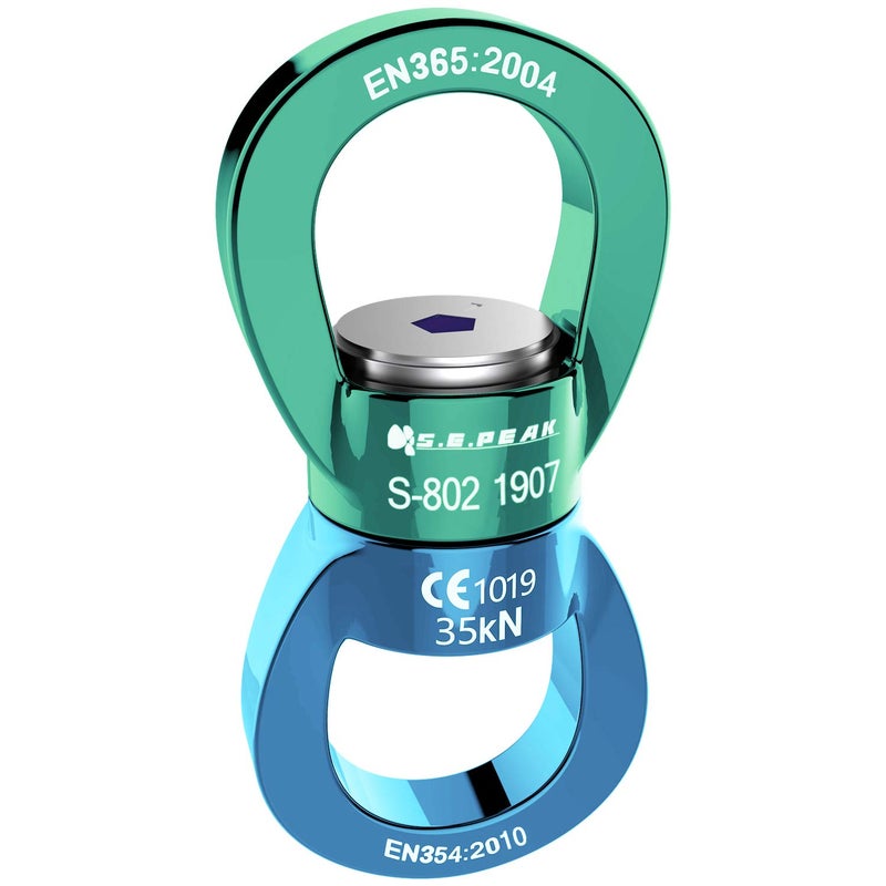 PROND جهاز دوران PROND Swing Swivel 35kN الأكثر أمانًا، دوار متأرجح، مشبك دوار، دوارات حبال التسلق للأطفال في إعداد أرجوحة الأشجار، الرقص الجوي، الأرجوحة المعلقة (أخضر أزرق) - Image 2