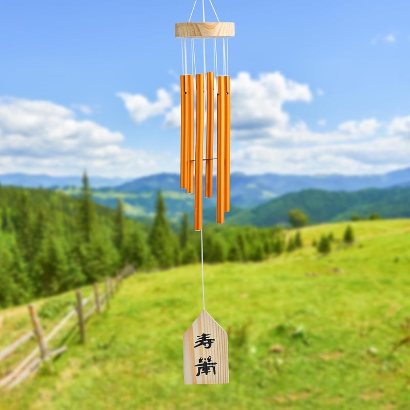 HindCraft Hanging Wind Chimes for Balcony – 30-Inch Japanese-Inspired Wooden Wind Chime with Golden Bells for Peaceful Home Decor(Pack of 1) - Image 1