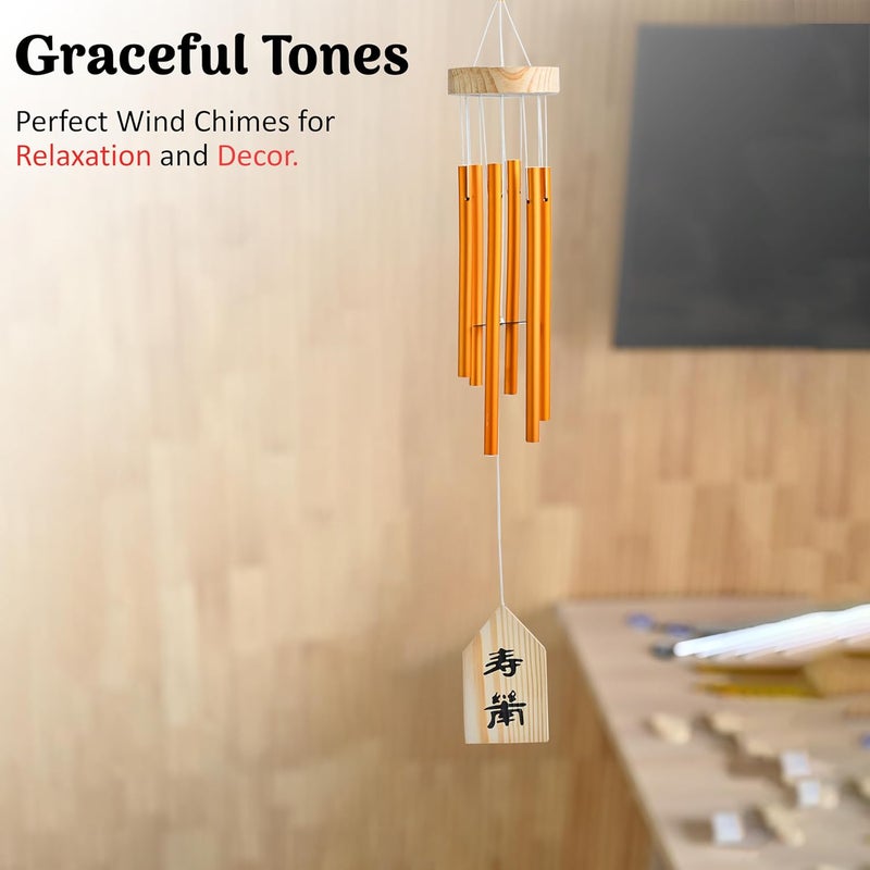 HindCraft Hanging Wind Chimes for Balcony – 30-Inch Japanese-Inspired Wooden Wind Chime with Golden Bells for Peaceful Home Decor(Pack of 1) - Image 5