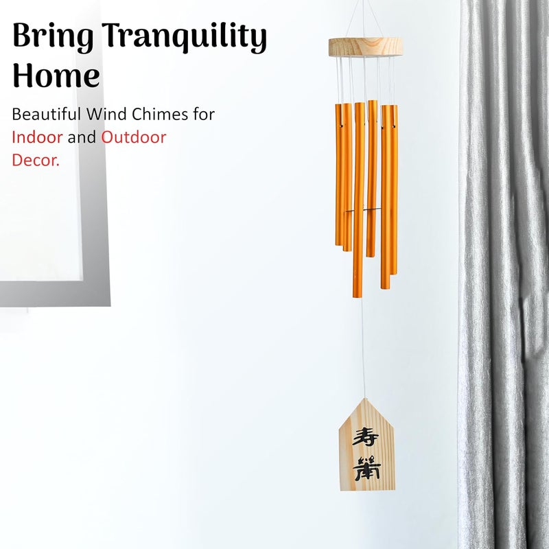 HindCraft Hanging Wind Chimes for Balcony – 30-Inch Japanese-Inspired Wooden Wind Chime with Golden Bells for Peaceful Home Decor(Pack of 1) - Image 4