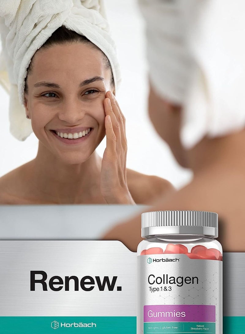 Horbäach Collagen Gummies Types 1 & 3 Non-GMO, Gluten Free Natural Strawberry Flavor - 90 Gummies - Image 4