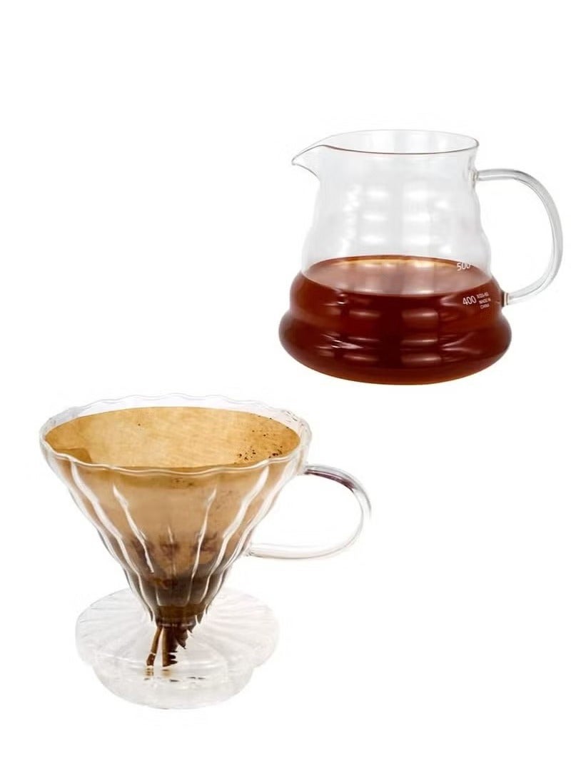 HOMESTAR V60 Pour Over Coffee Maker Set 600ML Glass Drip coffee maker Coffee Pot with Tick Marks Glass Coffee Filter  - Image 3