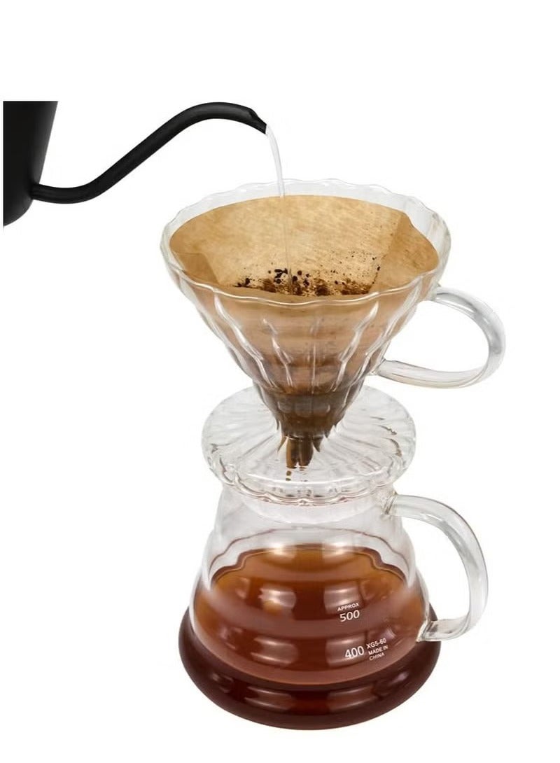 HOMESTAR V60 Pour Over Coffee Maker Set 600ML Glass Drip coffee maker Coffee Pot with Tick Marks Glass Coffee Filter  - Image 1