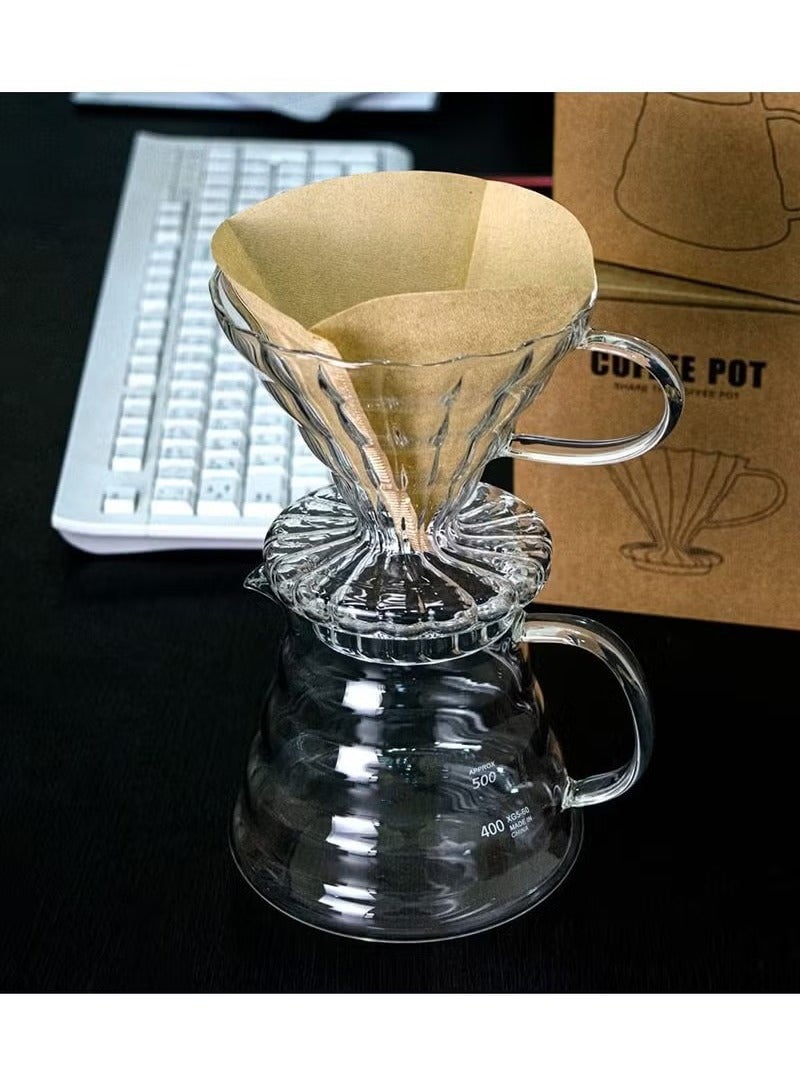 HOMESTAR V60 Pour Over Coffee Maker Set 600ML Glass Drip coffee maker Coffee Pot with Tick Marks Glass Coffee Filter  - Image 4