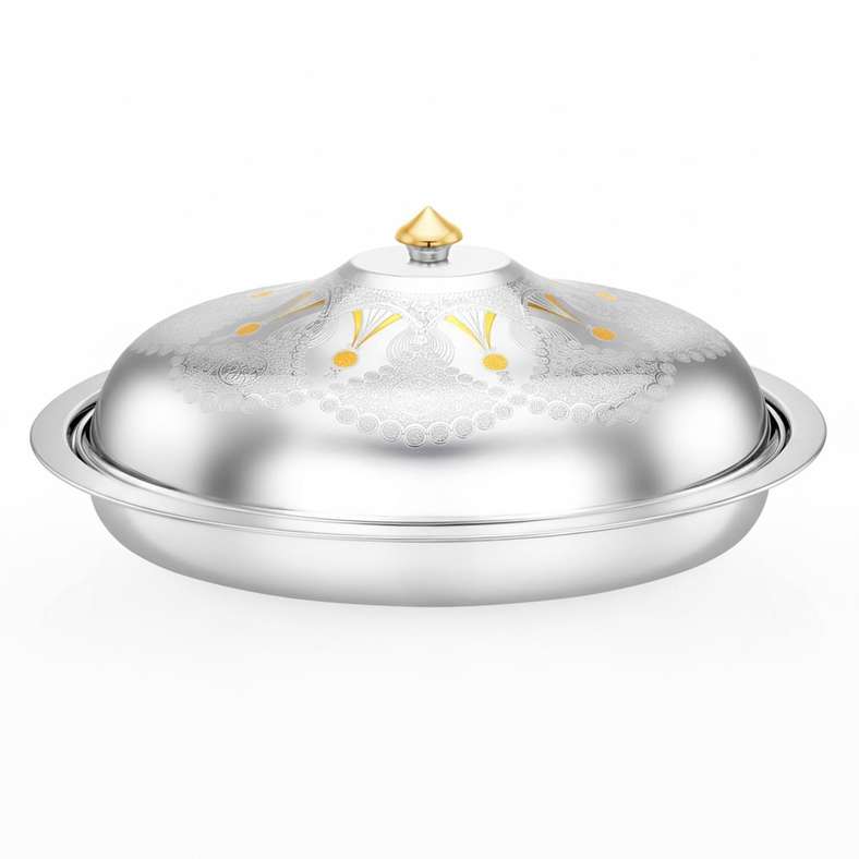 Pan Home Chrome & Gold Serving Dish 50cm - Image 5