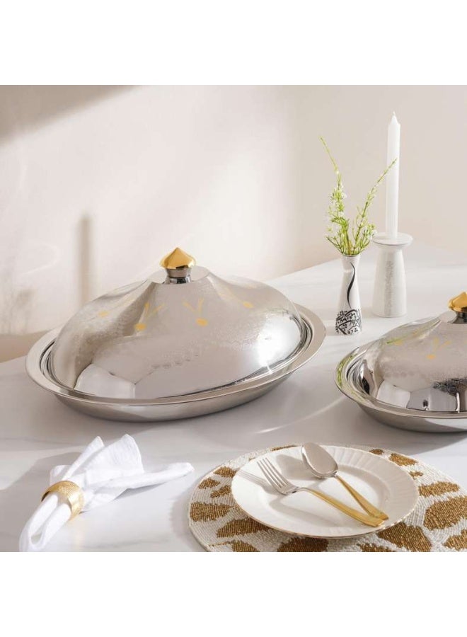 Pan Home Chrome & Gold Serving Dish 50cm - Image 4