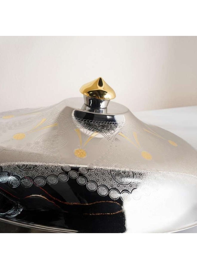 Pan Home Chrome & Gold Serving Dish 50cm - Image 2