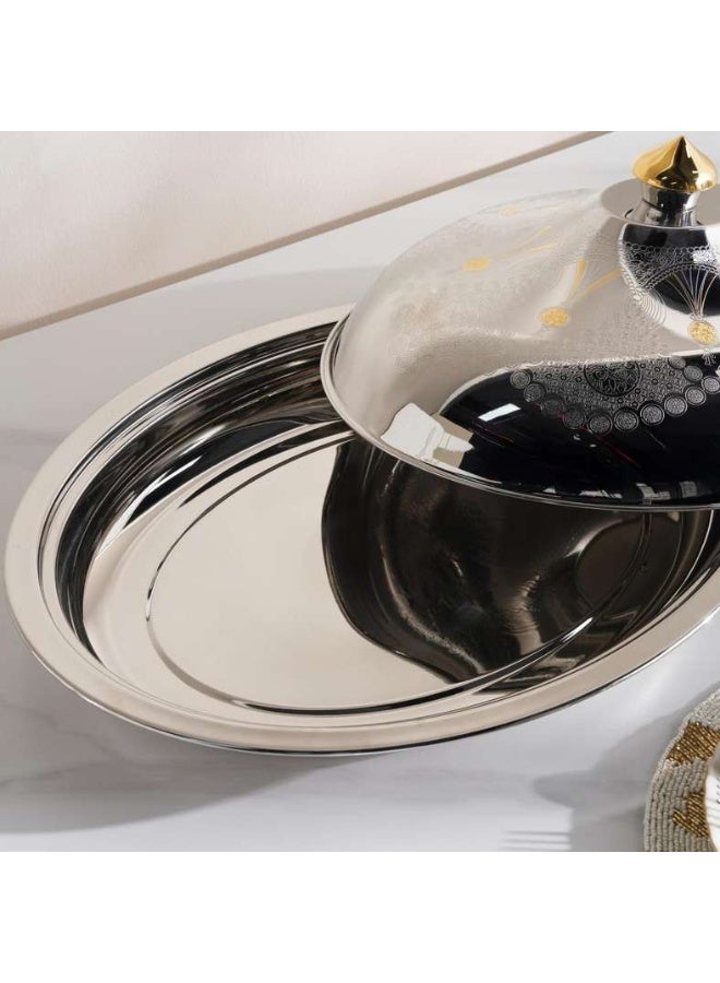 Pan Home Chrome & Gold Serving Dish 50cm - Image 3
