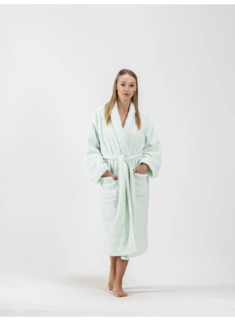 Ender Home Wellsoft Shalyaka Bathrobe Mint Green Plush Dressing Gown Welsoft Bathrobe