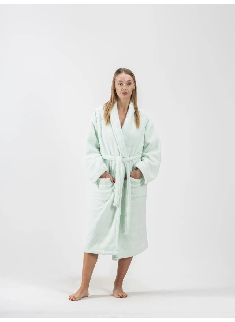 Ender Home Wellsoft Shalyaka Bathrobe Mint Green Plush Dressing Gown Welsoft Bathrobe