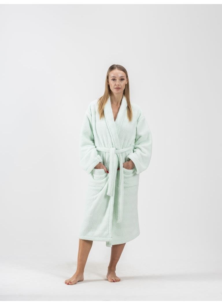 Ender Home Wellsoft Shalyaka Bathrobe Mint Green Plush Dressing Gown Welsoft Bathrobe  - Image 2