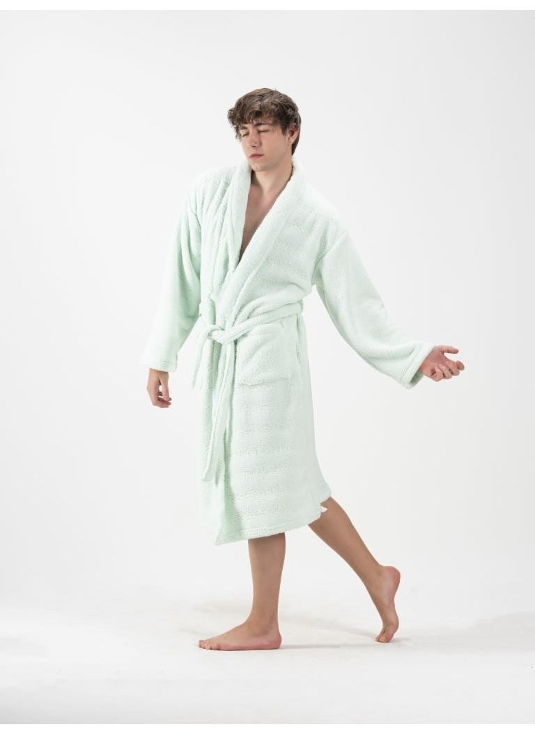 Ender Home Wellsoft Shalyaka Bathrobe Mint Green Plush Dressing Gown Welsoft Bathrobe  - Image 5