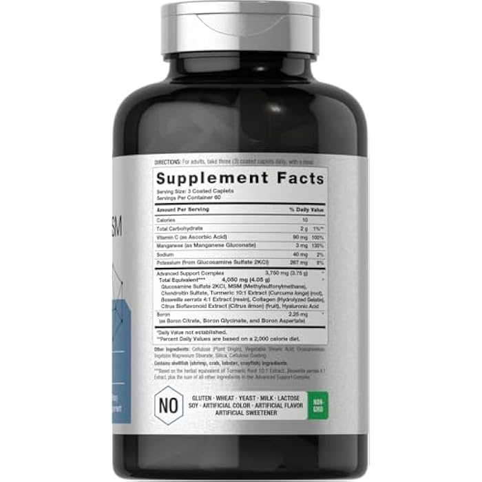 Horbäach Glucosamine Chondroitin MSM | 180 Caplets | with Turmeric | Triple Strength Formula | Non-GMO & Gluten Free Supplement - Image 2