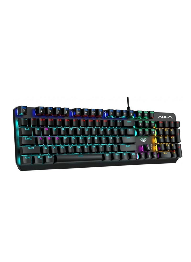 AULA - AULA WIND F2066-II Blue Switch Mechanical Gaming Keyboard – 20 Switchable Backlight Color Effects AR /EN - Image 1