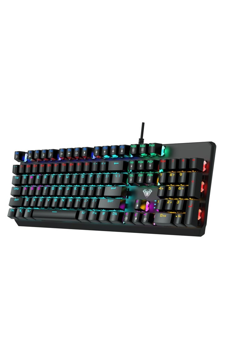 AULA - AULA WIND F2066-II Blue Switch Mechanical Gaming Keyboard – 20 Switchable Backlight Color Effects AR /EN - Image 1