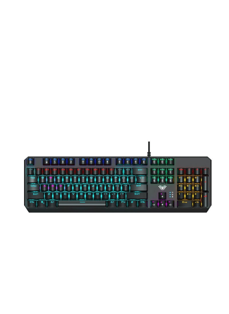 AULA - AULA WIND F2066-II Blue Switch Mechanical Gaming Keyboard – 20 Switchable Backlight Color Effects AR /EN - Image 1