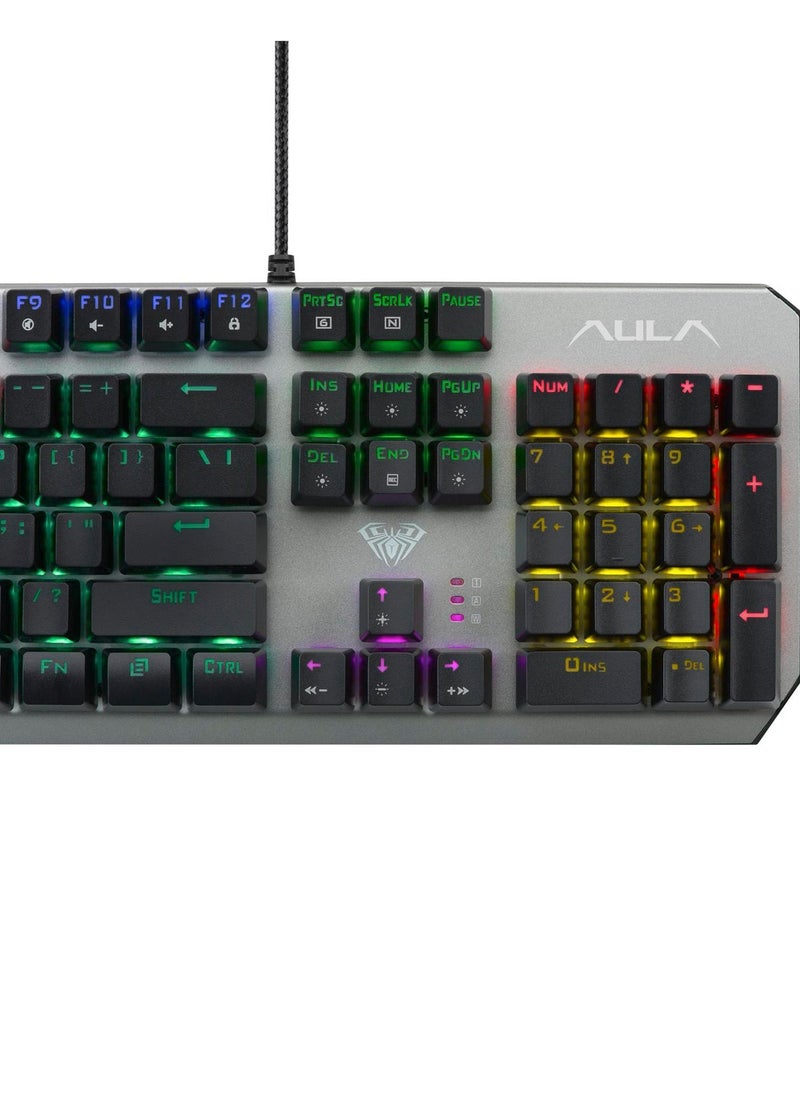 AULA - AULA WIND F2066-II Blue Switch Mechanical Gaming Keyboard – 20 Switchable Backlight Color Effects AR /EN - Image 1