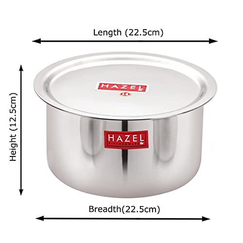 HAZEL Stainless Steel Tope Patila with Lid Round Bottom for Boiling | Bhagona Dekchi for Daily Cooking & Serving (3 Litre) - Image 4