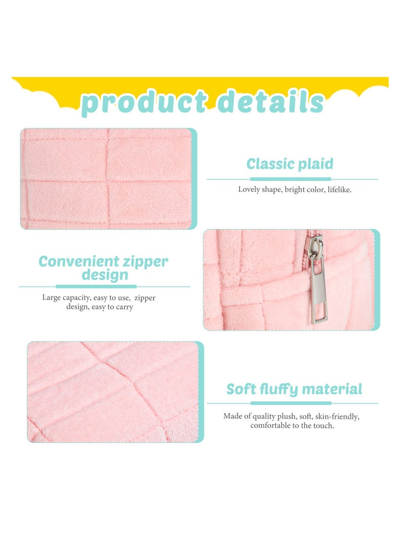 Excefore 3 Pcs Plush Zipper Checkered Cosmetic Bag, Multi Functional Travel Bags Use for Storage Makeup Brushes, Lipstick, Liquid Foundation, Eyeliner - Image 4