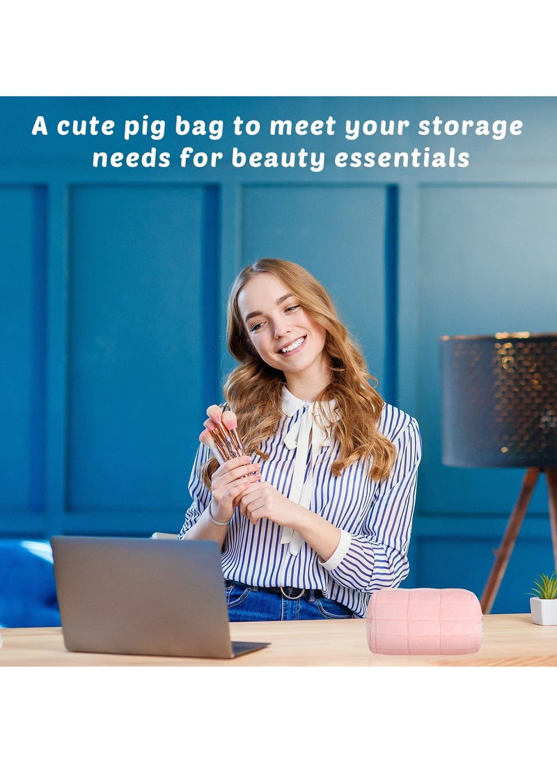 Excefore 3 Pcs Plush Zipper Checkered Cosmetic Bag, Multi Functional Travel Bags Use for Storage Makeup Brushes, Lipstick, Liquid Foundation, Eyeliner - Image 5