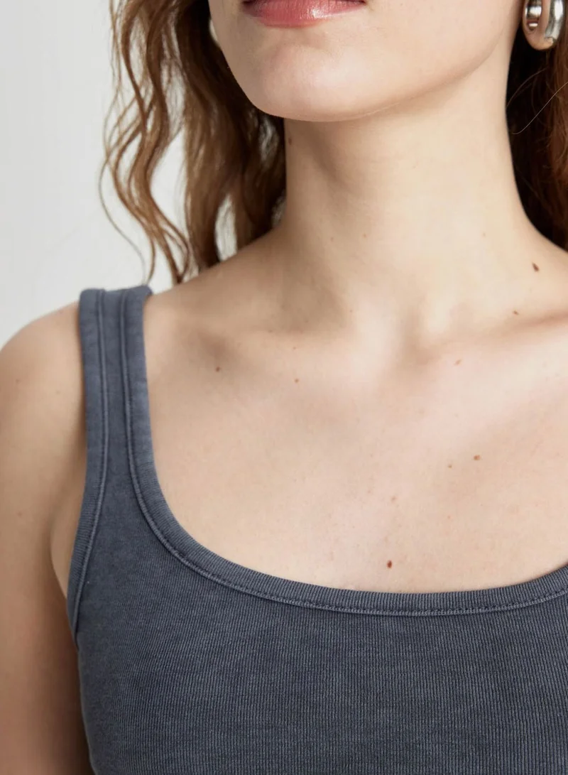 DeFacto  Slim Fit Ribana Scoop Neck Undershirt for Women | Best Price UAE