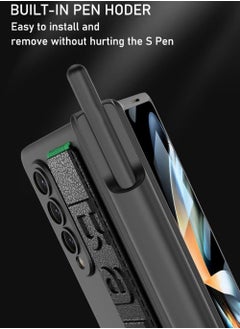 Y&D Excefore for Galaxy Z Fold 4 Case with S Pen Holder, 360°Ring Magnetic Kickstand, Slide Camera Cover Front Screen Protector Protective Armor Samsung 4, Black  - Image 5